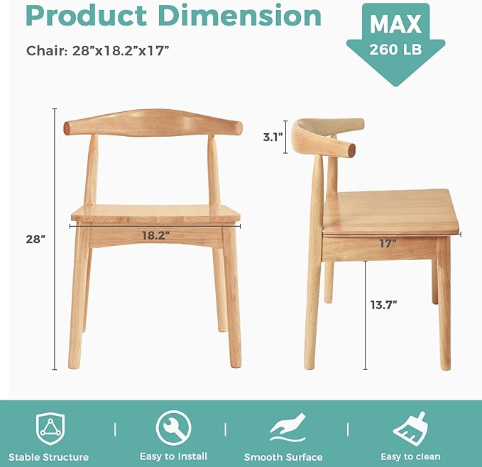 DELAVIN 4pcs Solid Wood Dining Chairs, Kitchen Chairs - Image 2