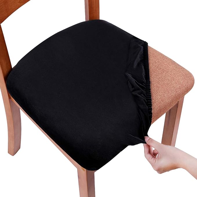 Smiry Velvet Seat Covers for Dining Room Chair Set of 4, Stretch Fit Removable by Smiry