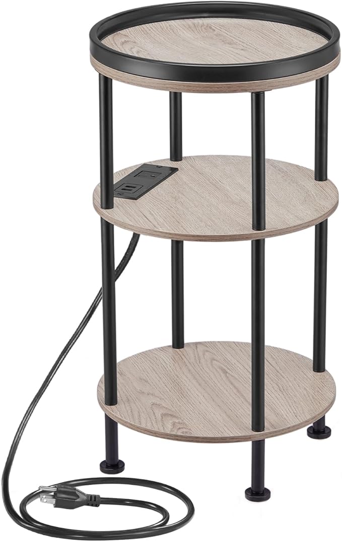 Small Round Side Table with Charging Station - Image 9