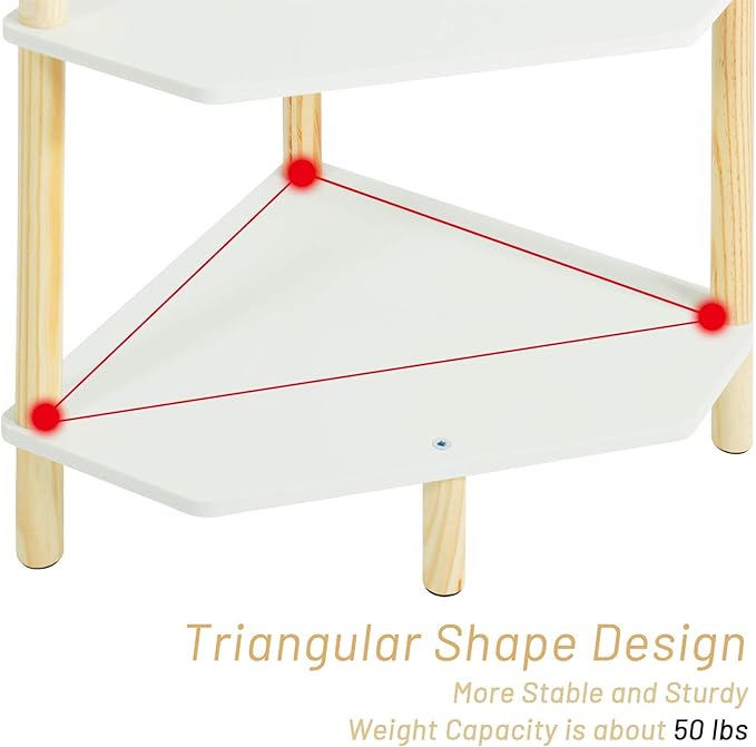 LITA Modern Wood Side Table, Triangular Accent End Table Plant Night Stand - Image 7