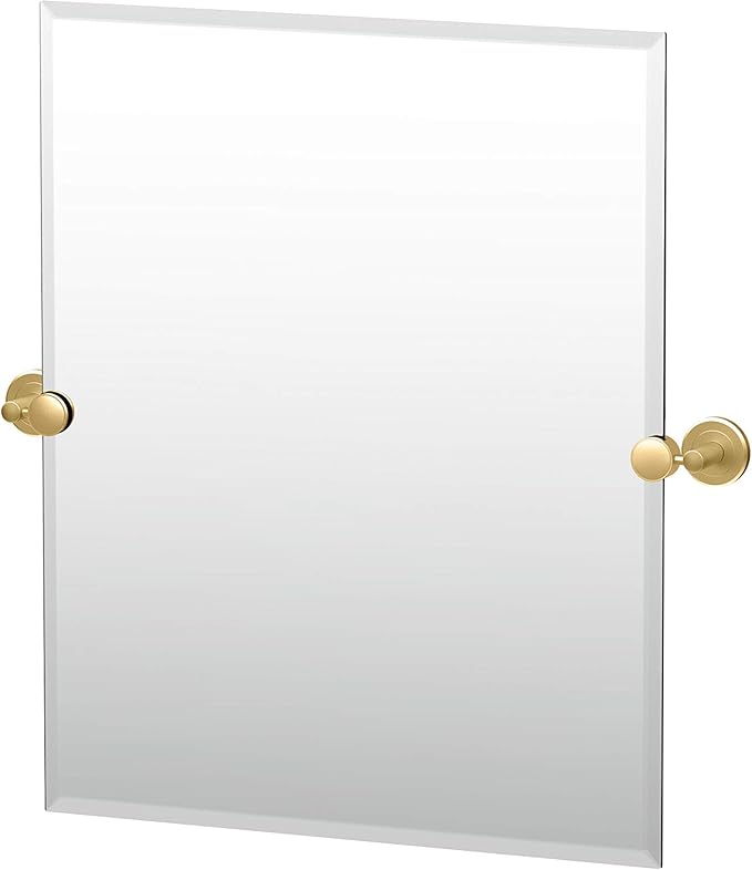 Gatco 4239SM Latitude II Rectangle Mirror, Brushed Brass Wall Mounted 24" H x by Gatco