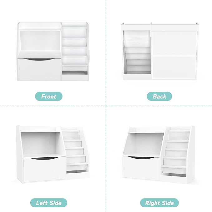 TOETOL 2 Tier Kids Bookshelf and Book Storage，4 Sling Toddler Bookshelf - Image 9