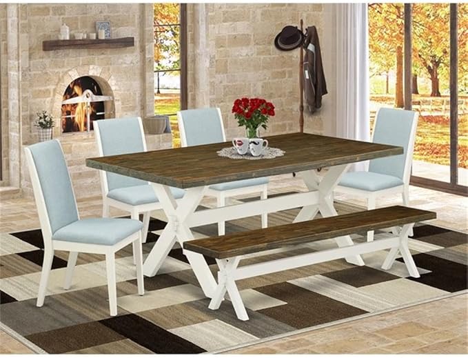 East West Furniture X077LA015-6 6 Piece Dining Set Contains a Rectangle Dining - Image 2
