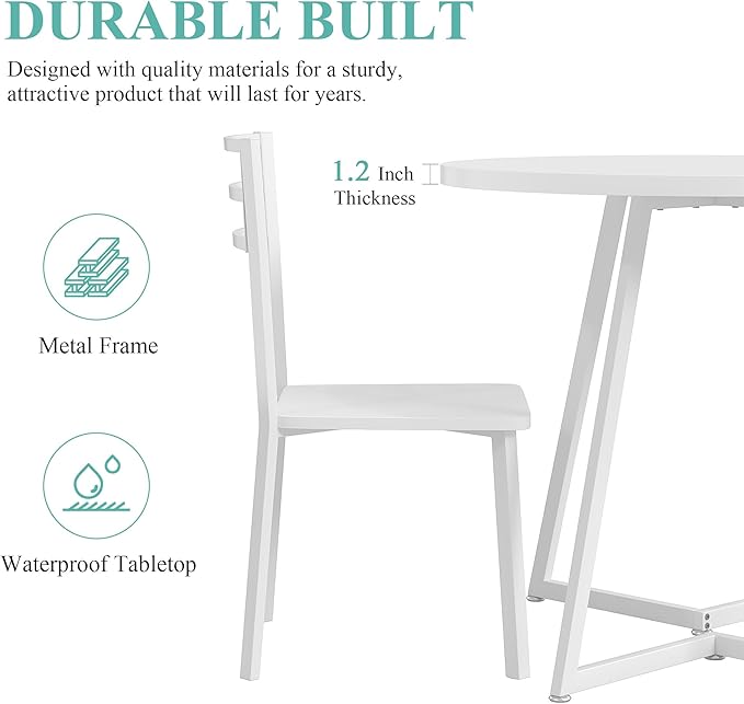 VECELO Small Round Dining Table Set - Image 5