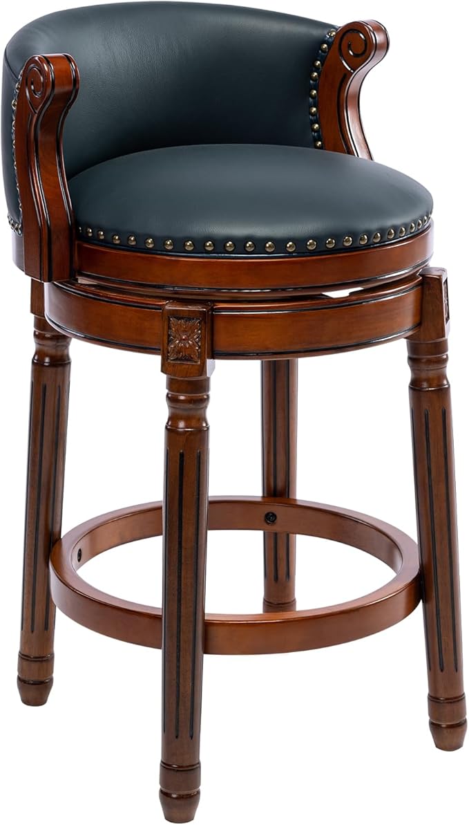 CozyRain Bar Stools Rubber Wood Counter Height Bar Stool Leather Upholstered by CozyRain