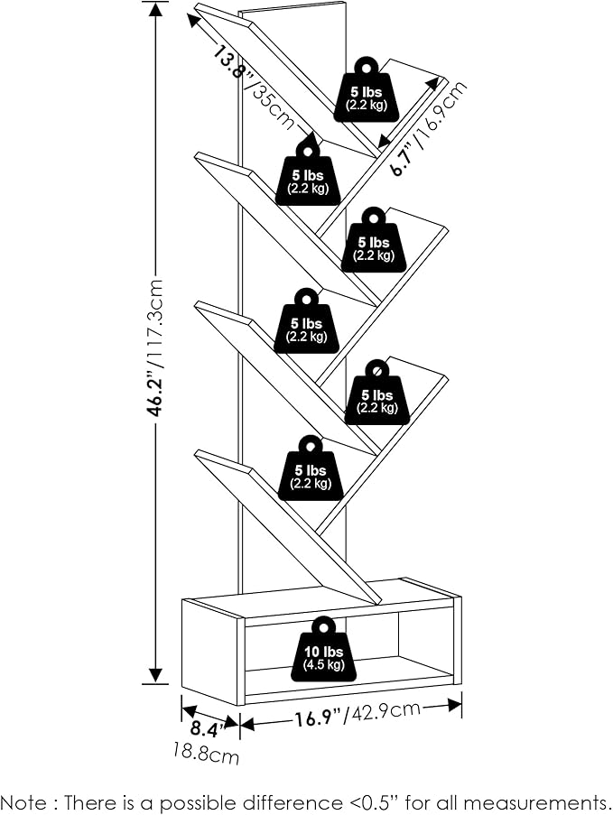 Furinno Tree Bookshelf 7-Tier Floor Standing Tree Bookcase - Image 3
