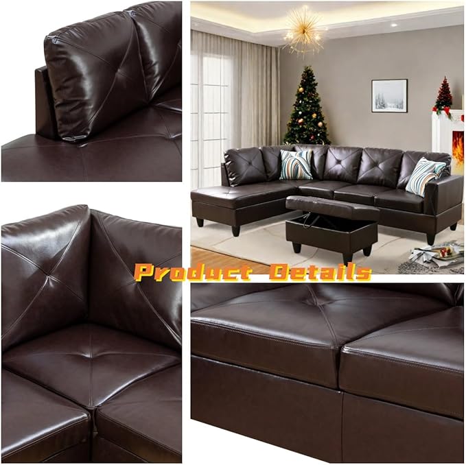 L Shaped Sectional Couch with Otttoman, Apartments - Image 3