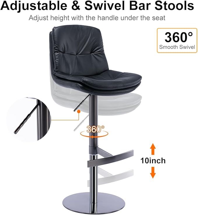 CozyRain Bar Stools Adjustable Stainless Steel Swivel Barstool - Image 6