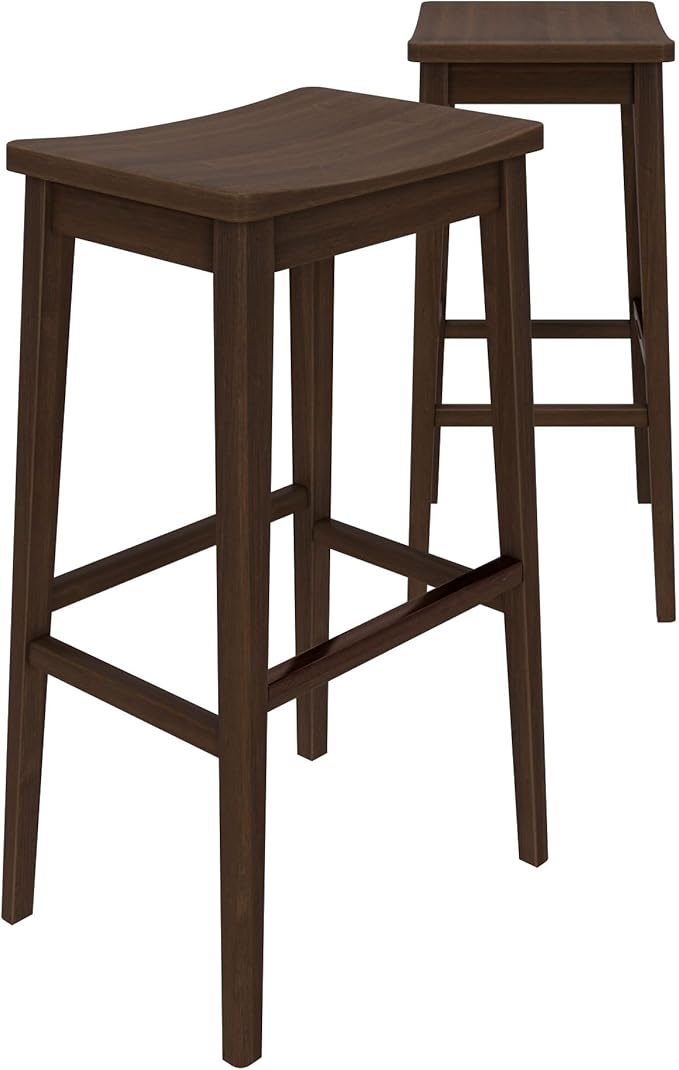 Plank+Beam Smythe Bar Stool, Sturdy Wood Modern Kitchen Counter Height Stool - Image 4