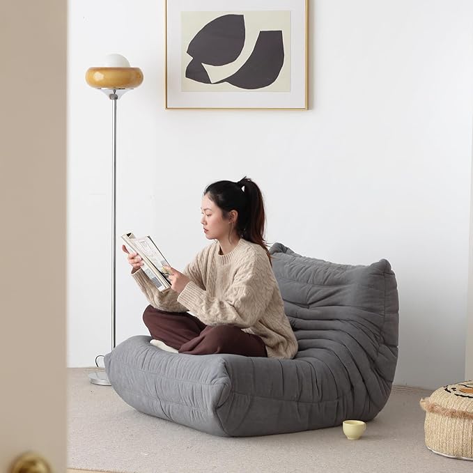 N&V Fireside Armless Floor Sofa, Mid Century Soft Premium Microfiber Lounge - Image 4