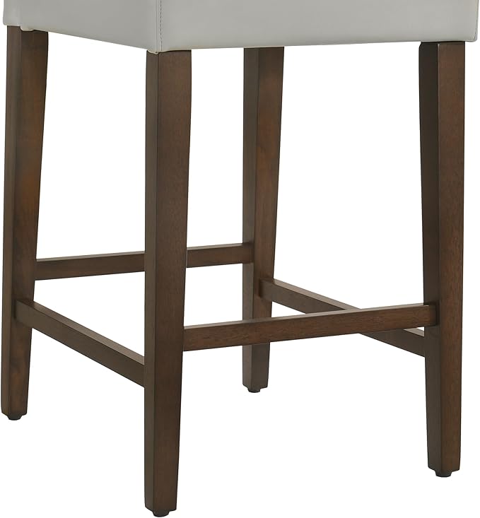 CHITA Counter Height Bar Stools Set of 3, PU Leather in Creamy Grey - Image 7