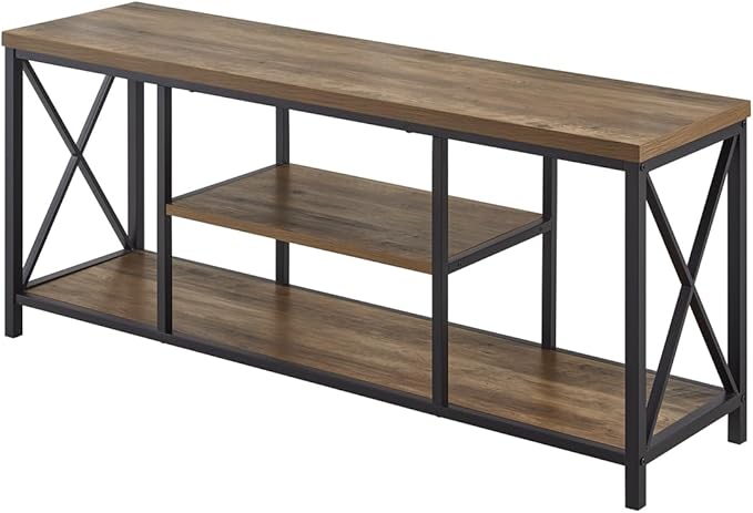 FOLUBAN TV Stand for TV up to 65 inch, Rustic Wood and Metal Entertainment - Image 9