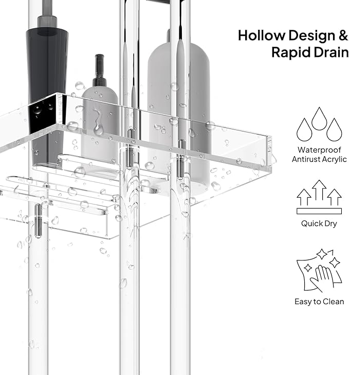 Aquiver Acrylic Standing Shower Caddy - Image 4