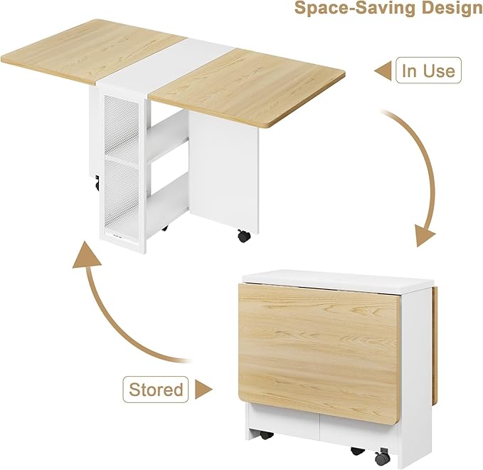 GarveeHome Folding Dining Table, Space Saving Farmhouse Dining Table - Image 9
