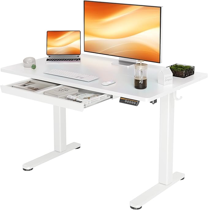 YDN Standing Desk with Drawers, 48 x 24 Inch White Standing Desks Electric by YDN