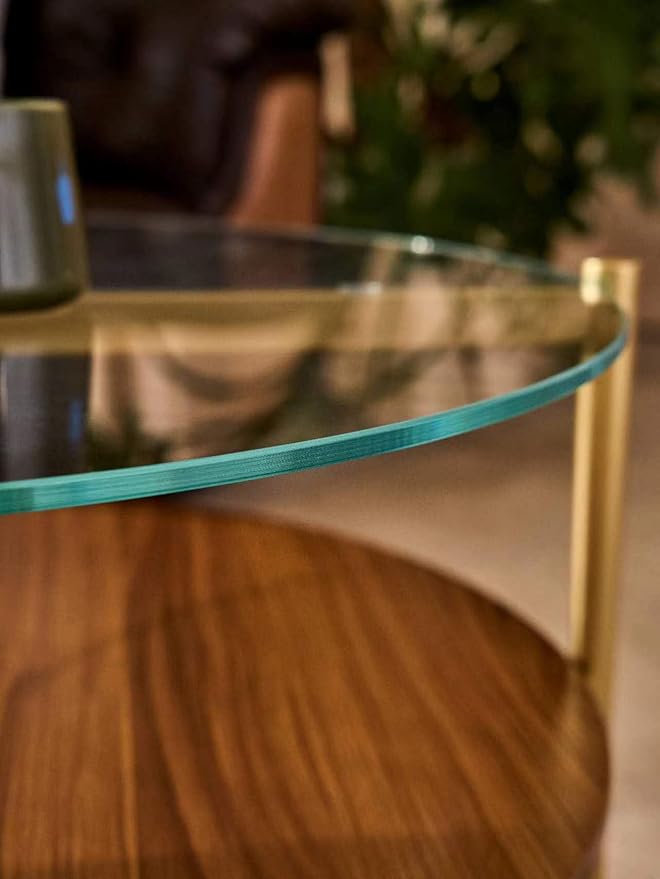 Shrine Round Glass Coffee Table, Mid-Century Modern Design, D30 x H17 in - Image 7