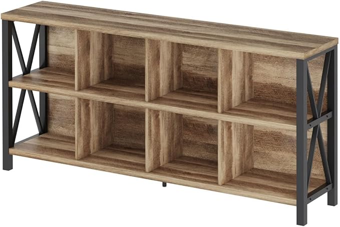 FATORRI 8 Cube Storage Organizer Bookshelf, Rustic Wood Cubby Bookcase - Image 9