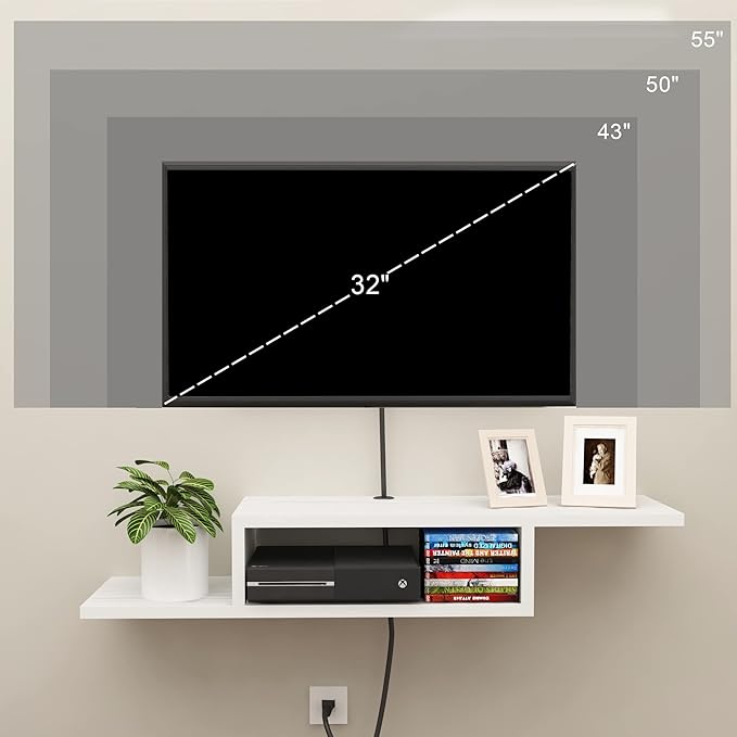 ChooChoo Floating TV Stand Shelf, Wall Mount Entertainment Center Media Console - Image 5