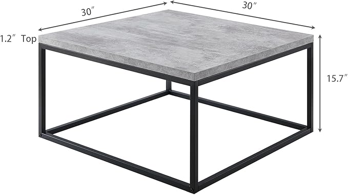 CENSI 30"x30" Square Concrete Accent Coffee Table Ottoman - Image 2