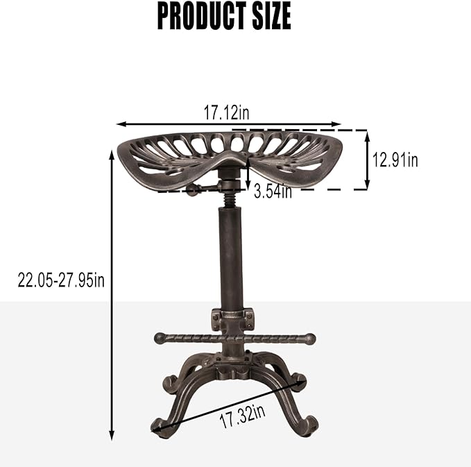 Industrial Tractor Seat Bar Stools Swivel Metal Seat Rustic Kitchen Dining - Image 3