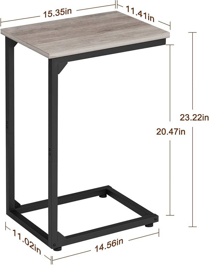 AMHANCIBLE C Shaped End Table Set of 2, Couch Tables That Slide Under, TV Tray - Image 3