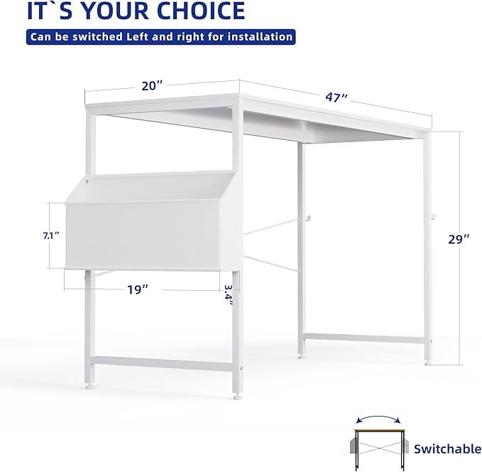 Pamray 47 Inch Computer Desk for Small Spaces - Image 3