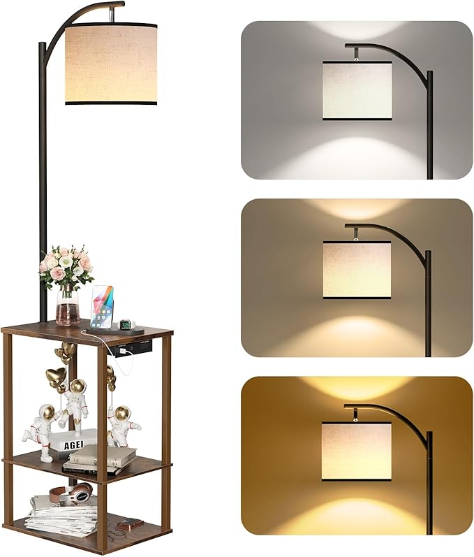 SUNMORY Floor Lamp with Table, End Table by SUNMORY