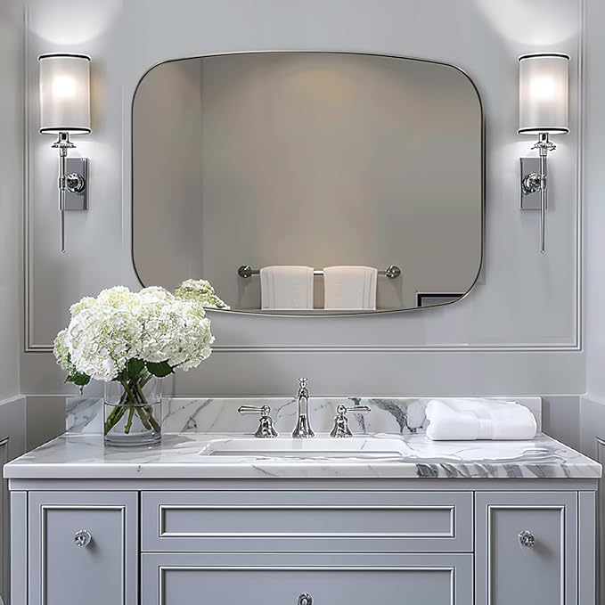 ANDY STAR Brushed Nickel Bathroom Mirror, 30x36’’ Oblong Mirror - Image 7