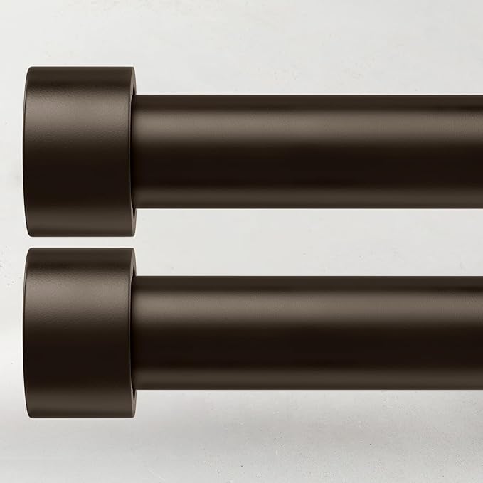 2 Pack Curtain Rods for Windows 28 to 48 Inch, 1 Inch Bronze Curtain Rods Set by TimeForest