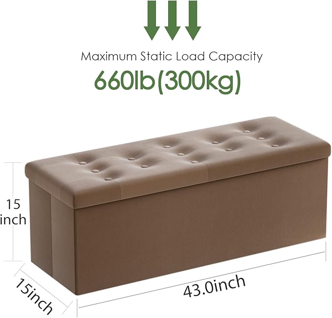 PRANDOM Jumbo Ottoman with Storage Velvet Folding Small Square Foot Stool with - Image 3
