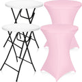 Wenqik 2 Sets 32" High Top Round Folding Cocktail Tables White Bar Height by Wenqik