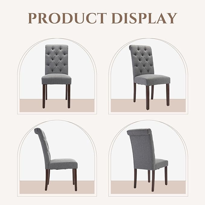 COLAMY Tufted Dining Chairs Set of 6, Parsons Dining Room Chairs Upholstered - Image 9