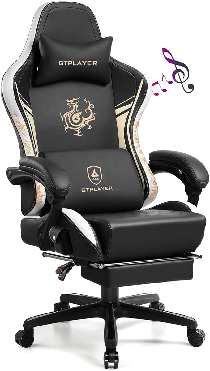 GTPLAYER Gaming Chair with Bluetooth Speakers and Footrest, Dragon Series Video by GtracingDirect