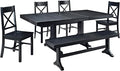 Walker Edison 6-Piece Black Solid Wood Dining Set by WalkerEdison