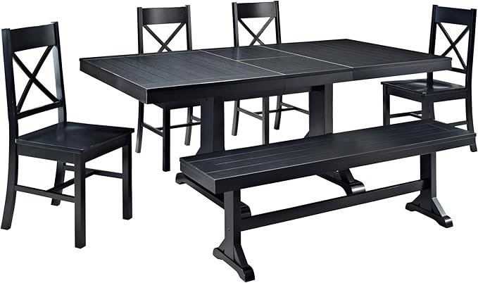 Walker Edison 6-Piece Black Solid Wood Dining Set by WalkerEdison