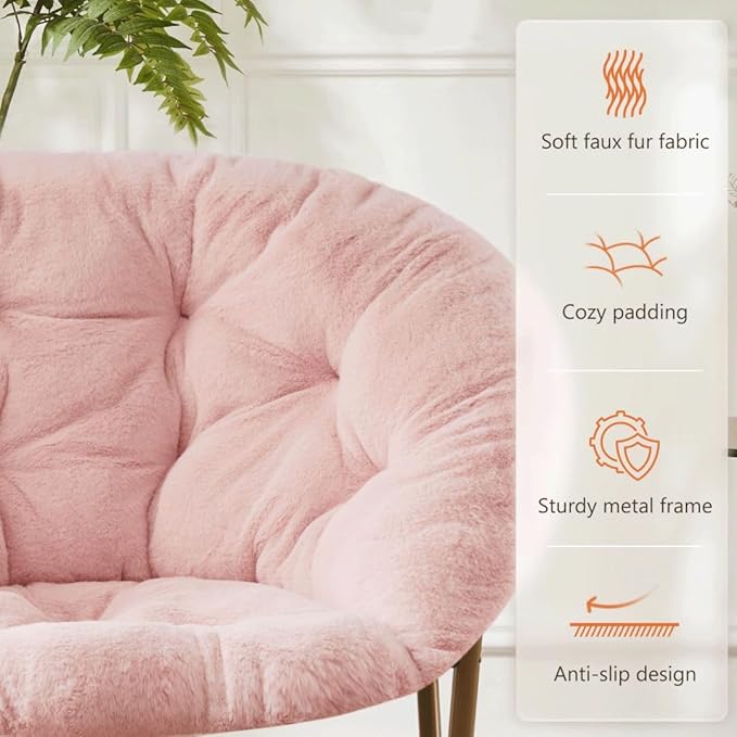 Comfortable Cozy Faux Fur Disc Chair Foldable Feature - Image 5