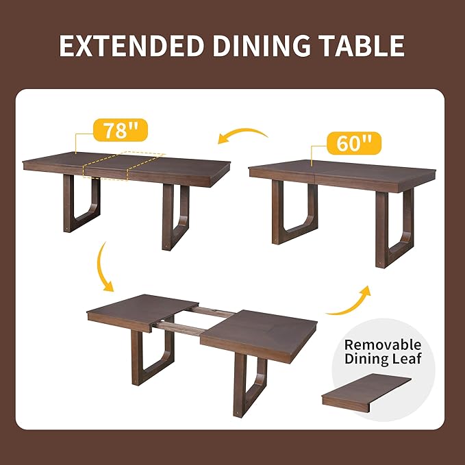 Merax 7 Piece Extendable Wooden Dining Table Set, Farmhouse Extendable - Image 4