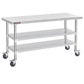 DuraSteel Stainless Steel Work Table 30" x 72" x 34" Height w/ 4 Caster Wheels by DuraSteel