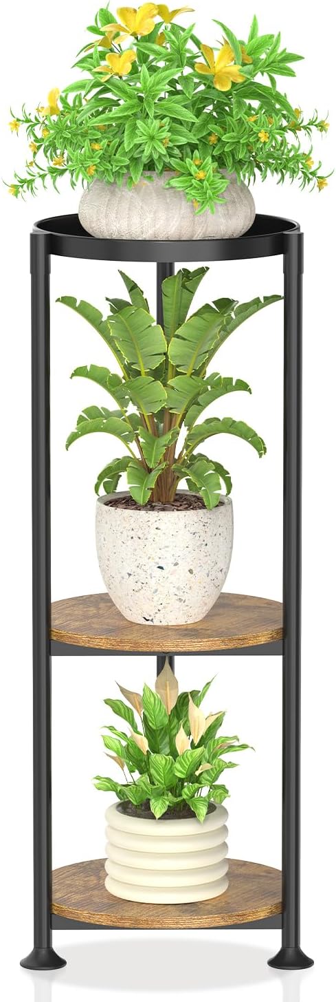 KMOTASUO 3 Tier Black Plant Stand Indoor by KMOTASUO