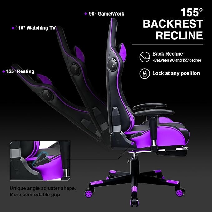 GTRACING Gaming Chair with Speaker and Footrest Office Computer Chairs Music - Image 6