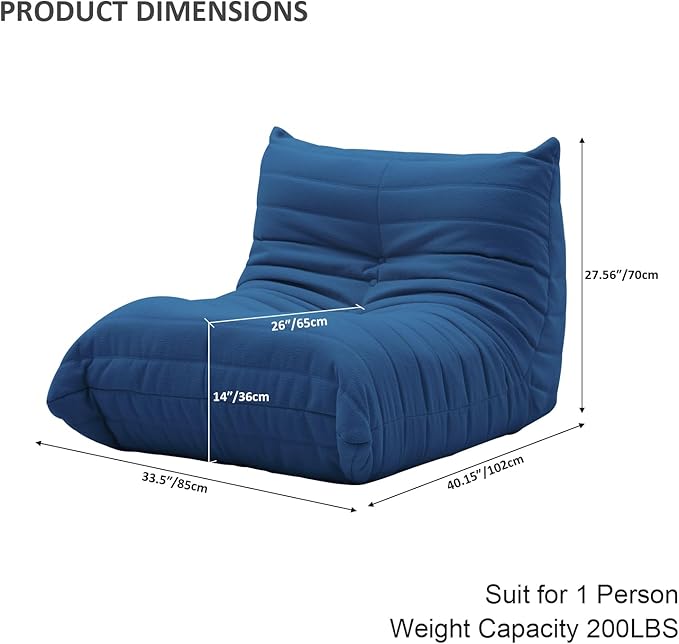 Luxury Sofa Couch Chair, Lazy Floor Seating, Fireside Bean Bag Chair, Ergonomic - Image 2