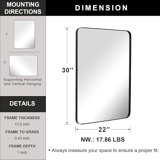 ANDY STAR Wall Mirror for Bathroom, Mirror for Wall - Image 6