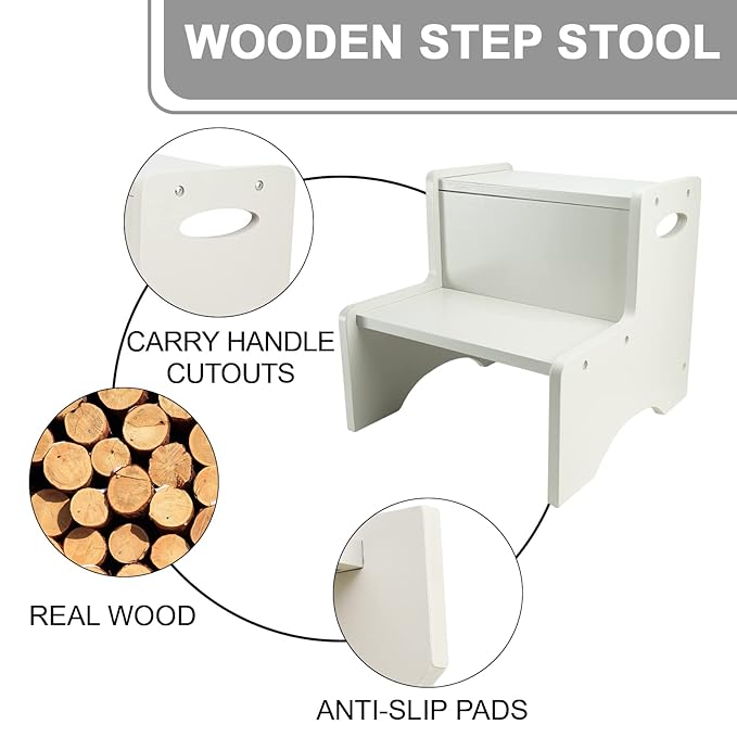 WOOD CITY Wooden Toddler Step Stool - Image 6