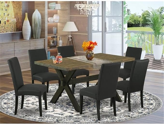 East West Furniture X676DR124-7 7 Piece Dining Set Consist of a Rectangle - Image 2