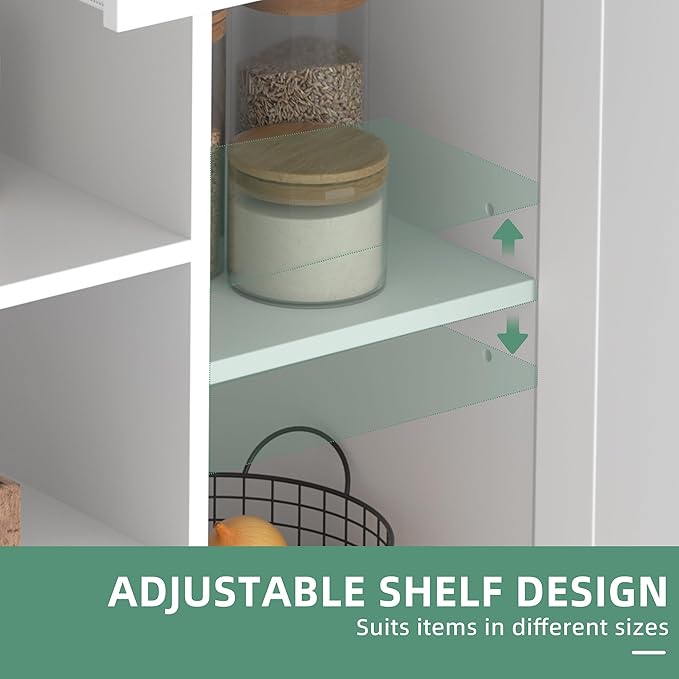Shintenchi Kitchen Island with Storage, Kitchen Island Cart on Wheels with 3 - Image 6