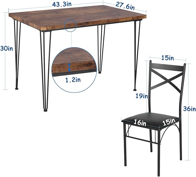 VECELO 5-Piece Dining Table Set - Image 8