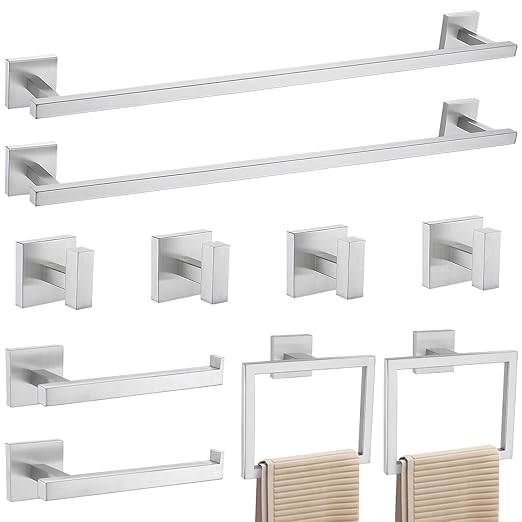 YACVCL Towel Bar Set, 10 Pieces Bathroom Hardware Set Brushed Nickel Bathroom by YACVCL