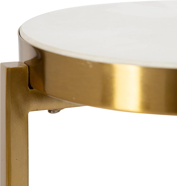 Kate and Laurel Aguilar Modern Drink Table, Genuine Marble Accent Table - Image 5