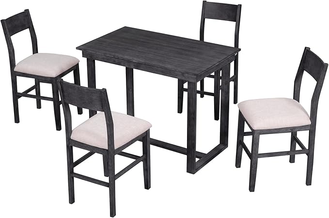 Merax Farmhouse Counter Height 5-Piece Dining Set - Image 7