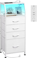 WLIVE Night Stand with Charger Station, Tall Dresser by WLIVE